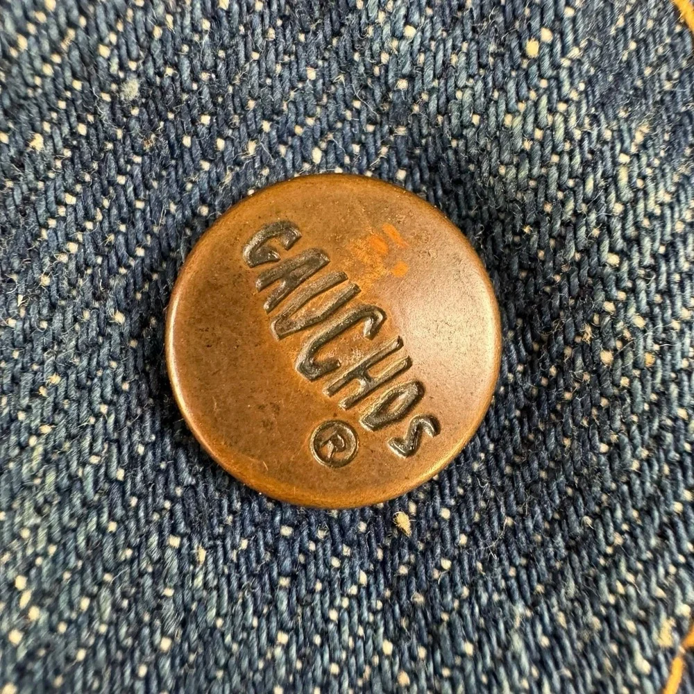 Vintage 70s Gauchos Denim Biker Vest Norton Motorcycle Patches Hippie Union Made - Picture 4 of 7